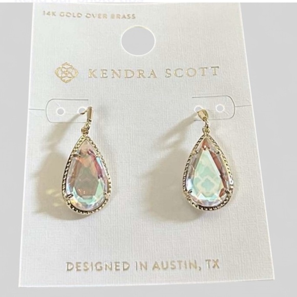Kenda Scott- Dichroic glass/gold teardrop earrings-New with tags - Picture 2 of 4